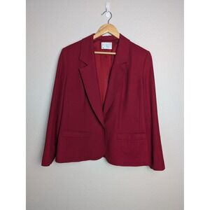 Vintage Pendleton Blazer Womens 14 Red Wool Notch Lapel Lined Career Jacket USA